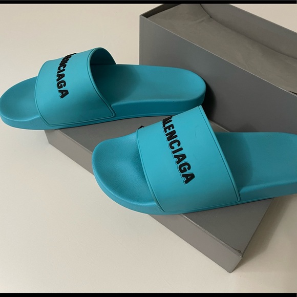BALENCIAGA MEN POOL SLIDE TURQUOISE 46EU/13US - Picture 5 of 16